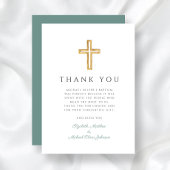 Elegante Green Cross Boy Taufe Dankeskarte