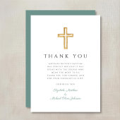 Elegante Green Cross Boy Taufe Dankeskarte