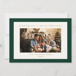 Elegante Green Custom Foto Weihnachtskarte Feiertagskarte