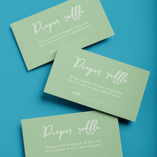 Elegante Green Diaper Raffle Baby Dusche Begleitkarte