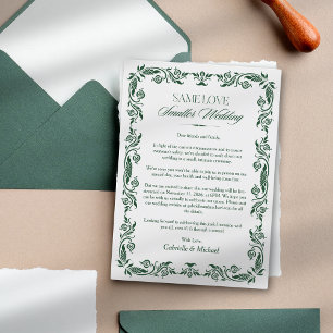 Elegante Green Downsize Wedding Announcement Card Einladung