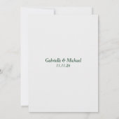 Elegante Green Downsize Wedding Announcement Card Einladung (Rückseite)