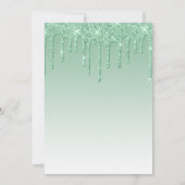 Elegante Green Dripping Glitzer Script Wedding Einladung (Rückseite)