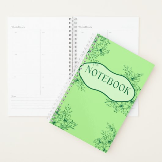 Elegante Green Floral Notebook-Abdeckung Planer (Anzeige)