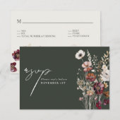 Elegante Green Floral QR Code Arch Wedding RSVP Karte (Vorne/Hinten)