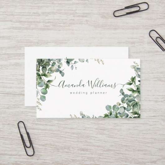 Elegante Green Floral QR Code Business Card Visitenkarte (Vorderseite/Rückseite Beispiel)