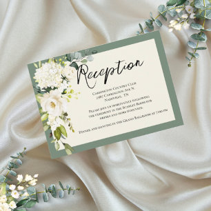 Elegante Green Floral Watercolor Empfang Card Einladung