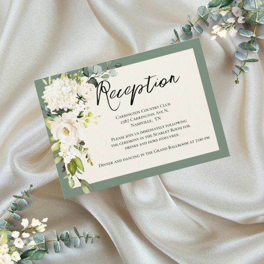 Elegante Green Floral Watercolor Empfang Card Einladung