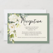 Elegante Green Floral Watercolor Empfang Card Einladung (Vorderseite)