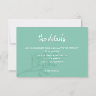 Elegante Green Floral Wedding Details Card RSVP Karte