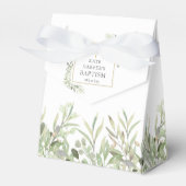 Elegante Green Foliage Baptism Fvor Box Geschenkschachtel (Vorderseite)