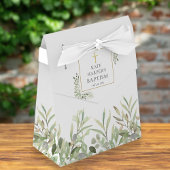 Elegante Green Foliage Baptism Fvor Box Geschenkschachtel