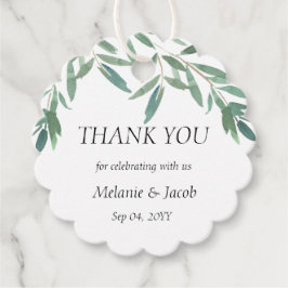 Elegante Green Foliage Round Gevor Tags Geschenkanhänger