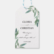 Elegante Green Foliage Wedding Gift Tags