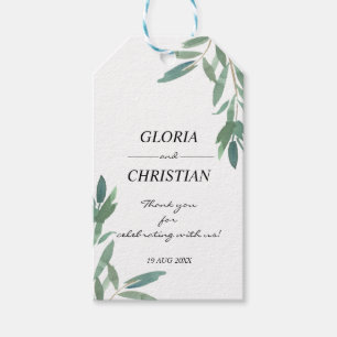 Elegante Green Foliage Wedding Gift Tags Geschenkanhänger