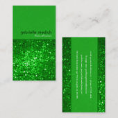 Elegante Green Glitzer Beautician Business Card Visitenkarte (Vorne/Hinten)