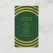Elegante Green Gold Circles Geometric Social Media Visitenkarte (Rückseite)