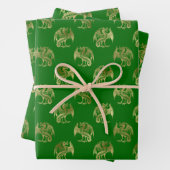 Elegante Green Gold Dragon Wrapping Paper Sheets Geschenkpapier Set (Beispiel)