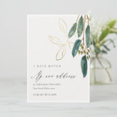 Elegante Green Gold Eukalyptus I hat Moved Card Dankeskarte (Stehend Vorderseite)