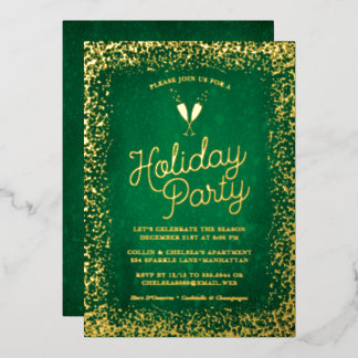 Elegante Green & Gold Feiertage Einladung