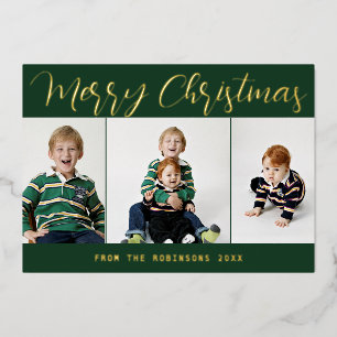 Elegante Green Gold Foil Frohe Weihnachtskarte Folien Feiertagskarte