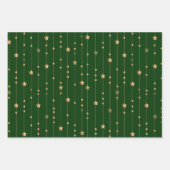 Elegante Green Gold Glitzer Stars und Rentiers Geschenkpapier Set (Vorderseite)