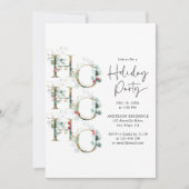 Elegante Green & Gold Ho Ho Ho Holiday Party Einladung (Vorderseite)