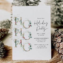 Elegante Green & Gold Ho Ho Ho Holiday Party Einladung