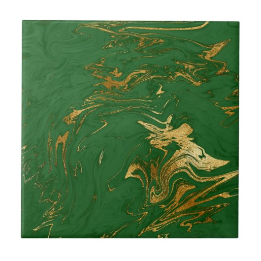 Elegante Green Gold Imitate Marmorwein Weihnachten Fliese (Vorderseite)