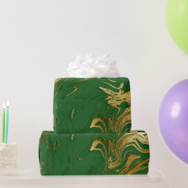Elegante Green Gold Imitate Marmorwein Weihnachten Geschenkpapier