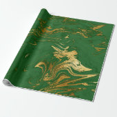 Elegante Green Gold Imitate Marmorwein Weihnachten Geschenkpapier (Ungerollt)