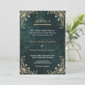 Elegante Green Gold Islamische Hochzeit qr Code Einladung (Stehend Vorderseite)