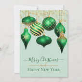Elegante Green Gold Ornaments Frohe Weihnachtskart (Vorderseite)