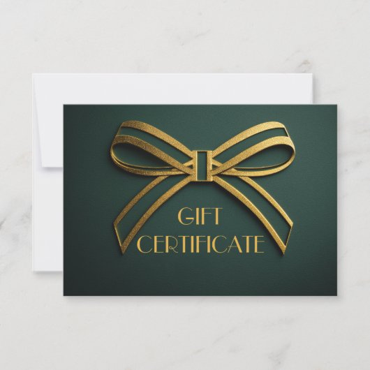 Elegante Green & Gold Ribbon Geschenkgutschein-Kar (Vorderseite)