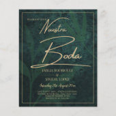 Elegante Green Gold Spanish BODA QR Code UAWG (Vorderseite)