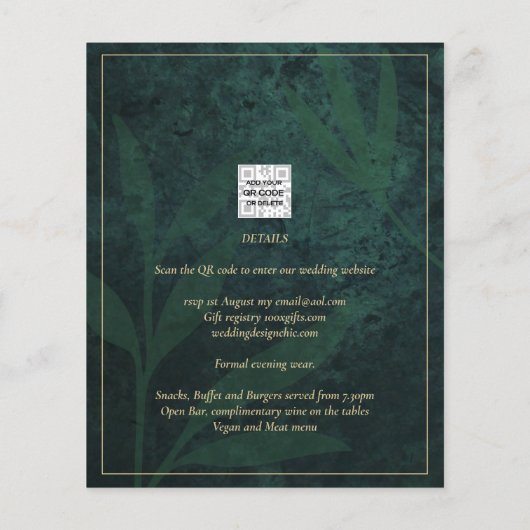 Elegante Green Gold Spanish BODA QR Code UAWG Flyer (Hinten)