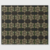 Elegante Green Gold Stars Muster Weihnachten Geschenkpapier (Flach)