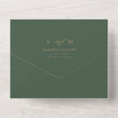 Elegante Green Gold Typografy Wedding All In One Einladung (Rückseite)