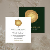 Elegante Green & Gold Wax Briefmarke Moderner Chic Quadratische Visitenkarte