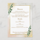 Elegante Green & Gold Wedding Menu Card Menükarte (Rückseite)