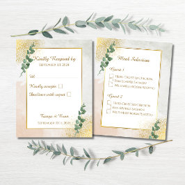 Elegante Green & Gold Wedding RSVP Response Card Karte