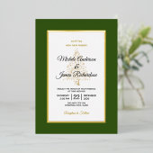 Elegante Green Gold Winter Holiday Wedding Folieneinladung (Stehend vorne)