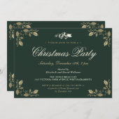 Elegante Green Holly Bells Weihnachtsfeier Einladung (Vorne/Hinten)
