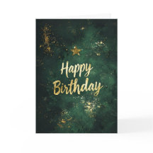 Elegante Green & Imitats Gold Geburtstagskarte