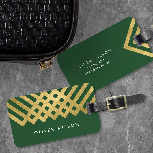 Elegante Green Imitats Gold Geometric Luggage Tag Gepäckanhänger