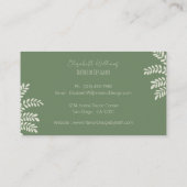 Elegante Green Interior Designer Business Cards Visitenkarte (Rückseite)