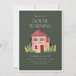 Elegante Green Invitation Card, Housewarming Card Einladung