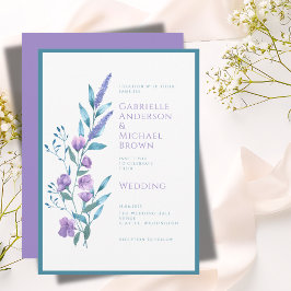 Elegante Green Lavender Watercolor Wedding Card Einladung
