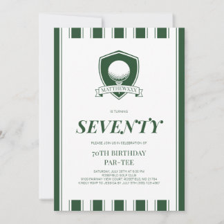 Elegante Green Men Golf Par-Tee 70. Geburtstagsfei Einladung