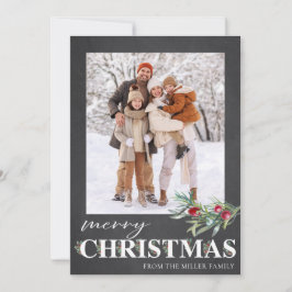 Elegante Green Merry Weihnachts-Weihnachtsfotokart Feiertagskarte